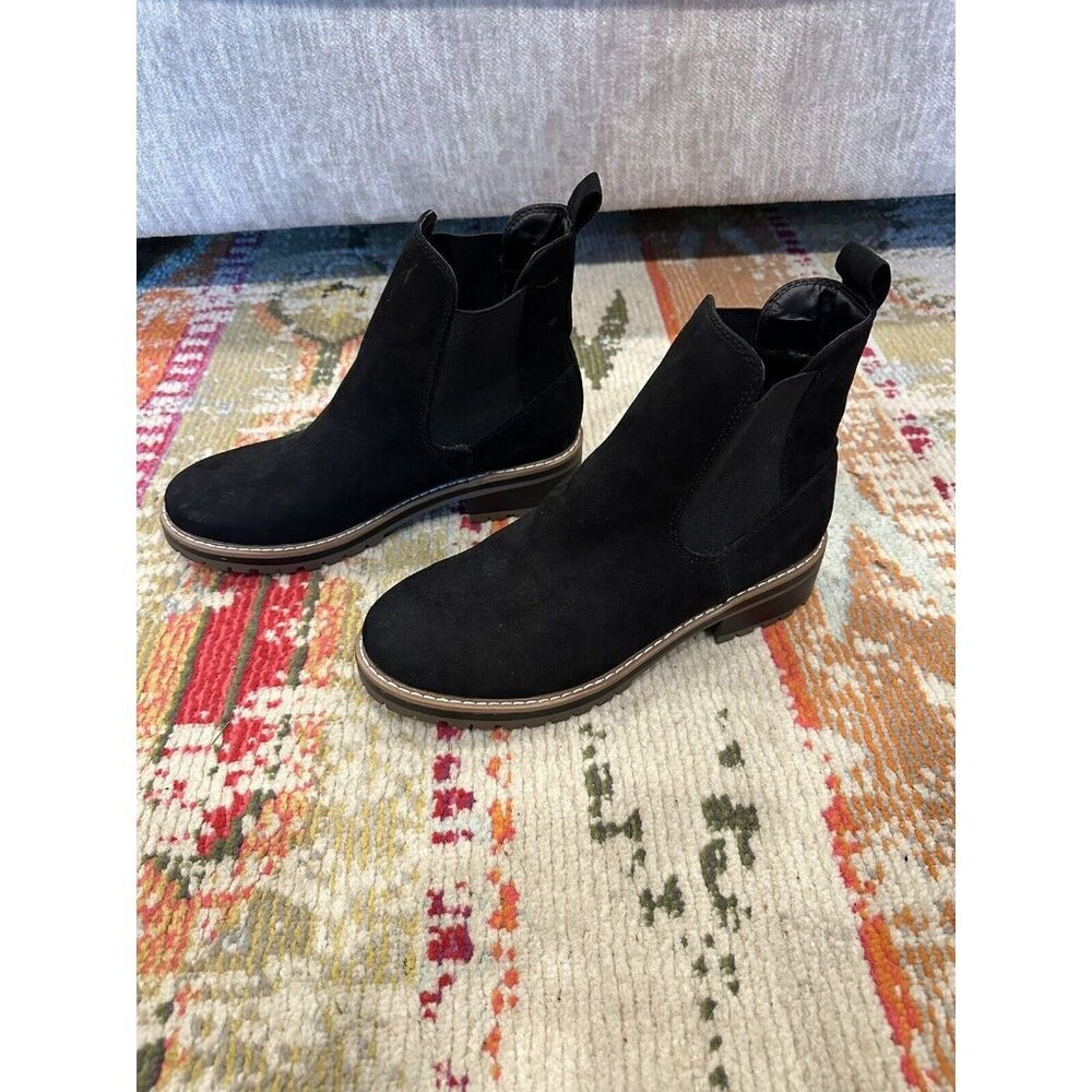 Kensie Khai Black Microfiber Bootie Boots Size‎ 7 Chelsea Boot Size 8.5